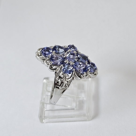 Genuine Tanzanite Ring set in Platinum over 925 Size 9! - Picture 5 of 15